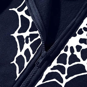 Haute qualité hommes unisexe 100% coton sérigraphié hiver sweat-shirt polaire zippé avec logo en relief col à capuche - Product Image 6