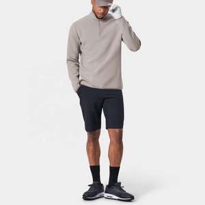 Personnalisé polyester pour hommes French Terry Sports Séchage rapide Couleur unie Manches longues tricotées 1/4 Quarter Zip Golf Pullover à capuche - Product Image 2