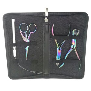 Kit d'extension de cheveux couleur titane 4 pièces avec étui Pince en acier inoxydable Outils essentiels pour cheveux humains - Product Image 3