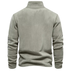 2025 hommes personnalisé hiver solide demi-fermeture éclair à manches longues sweat col montant transfrontalier à la mode polaire tissu - Product Image 2