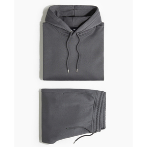 Conjunto de chándal con capucha y Jogger gris liso, ropa de invierno de lana suave, sudadera y pantalones de chándal cálidos unisex, cómodos e informales - Product Image 4