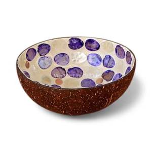 Bol en noix de coco laqué nacre, fait main, incrustation naturelle de coquille de noix de coco, décoration durable et écologique - Product Image 2