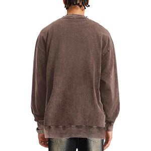 เสื้อสเวตเชิ้ตย้อมสีแบบแอซิดวอชสำหรับผู้ชาย ดีไซน์วินเทจ สัมผัสนุ่มสบาย เหมาะสำหรับใส่ลำลอง สไตล์สตรีท แขนยาว คอกลม - Product Image 4