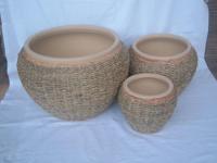Pot Bunga Gantung Ramah Lingkungan Terbuat dari Anyaman Eceng Gondok dan Rumput Laut Keramik, Kapasitas Dapat Disesuaikan, Best Seller