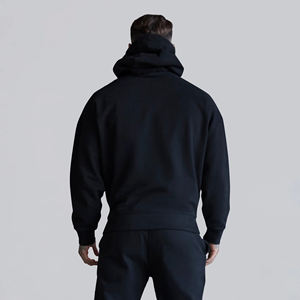 Sudaderas con capucha para hombre de algodón 100% de peso pesado, logotipo impreso DTF personalizado, color sólido, ropa de calle holgada, sudaderas básicas cómodas para hombres - Product Image 3