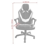 Chaise de bureau et de jeu pour adulte TREVISO Jet-Line, fauteuil extensible, hauteur réglable, noir et blanc, plastique, polyester, 61 cm