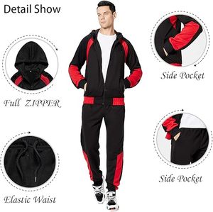 Ensemble de survêtement de sport 100 % coton, direct usine, respirant, à capuche, pour l'hiver et la course, motif uni imprimé, design 2-en-1, léger et confortable - Product Image 3