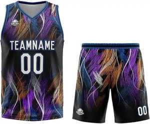 Maillot de basket-ball pour hommes uniformes respirants à séchage rapide sur mesure uniforme de basket-ball pas cher sublimé entièrement imprimé directement en usine - Product Image 6