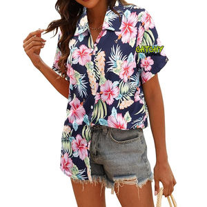 Prix d'usine en gros CATCHY GEARS Tissu sergé à imprimé floral tribal hawaïen Style urbain Impression 3D personnalisée Manches courtes - Product Image 3