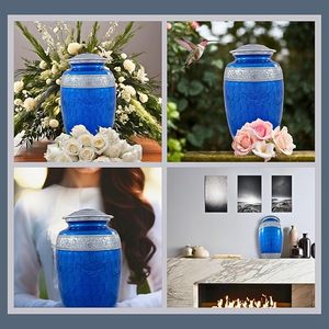 Handmade <b>Large</b> Adult Size Mosaic Aluminium Glass Cremation <b>Urn</b> Unique Funerals Supply With Individual Tiles Applied Burial - Product Image 5