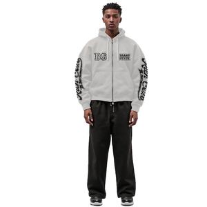 Logo personnalisé poids lourd écologique hiver Jogging ensemble recadrée éponge pantalons de survêtement évasés sweats à capuche soleil fané Baggy - Product Image 1