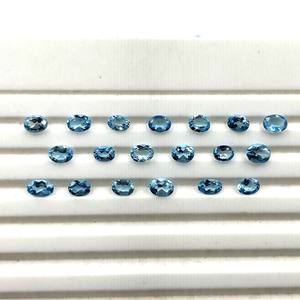 พลอยเทียมทรงไข่สวิสสีฟ้าขนาด5x7มม. สำหรับทำเครื่องประดับหินบุษราคัม - Product Image 4