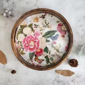 Plateau de service en bois durable et écologique fait à la main avec impression autocollante en émail, style moderne, taille personnalisable pour la décoration de la maison - Product Image 6