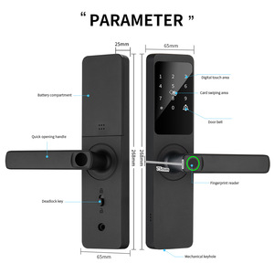 Tuya Wifi Cerradura Inteligente木製電子指紋キーレスRFIDデジタルスマートドアロックリモコンアパート用 - Product Image 6