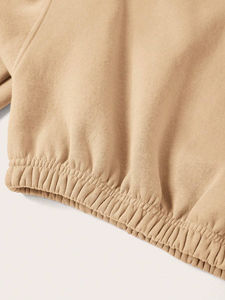 Sweat-shirt court personnalisé pour femmes plaine coton décontracté à manches longues col rond pull-over hauts courts sweat-shirt respirant pour les femmes - Product Image 4