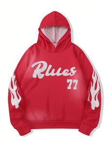 Nueva Sudadera con Capucha al por Mayor para Hombre, Sudadera con Capucha Informal con Estampado de Letras y Llamas, Sudadera Única - Product Image 5