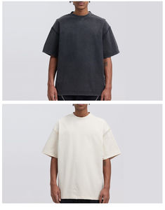 Camisetas de algodón 100% de alta calidad para hombre, ropa de calle de gran tamaño con hombros caídos y peso ligero, ropa de verano al por mayor - Product Image 5