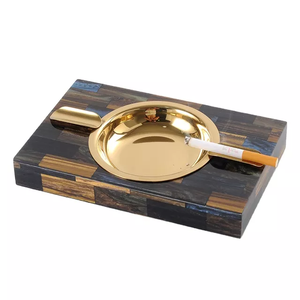 Modern design <b>Ashtray</b> Home Office Hotel Bar Bowl Wood & Metal <b>Ashtray</b> accessories Square Shape Brown Color Accessories <b>ashtray</b> - Product Image 2