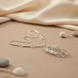 Elegante Collar de Cristal Plateado con Colgante de Gota para Mujer, Joyería Elegante - Product Image 2