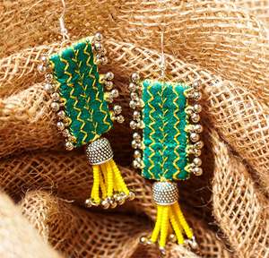 Boucles d'oreilles pendantes multicolores en perles faites à la main, boucles d'oreilles Durga Maa, bijoux de fête pour femmes au meilleur prix, boucles d'oreilles en perles - Product Image 5