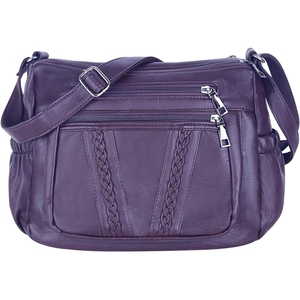 Sac à bandoulière en cuir PU pour femme, finition douce, multi-compartiments, sac à main pratique pour les voyages - Product Image 2