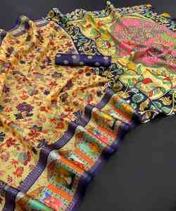 Sari indio con encaje de flores de organza y blusa - Product Image 1