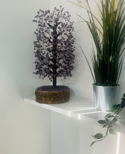 Grand arbre de Noël de pierres précieuses en cristal d'améthyste naturel pour décorations de maison et de jardin - Product Image 4