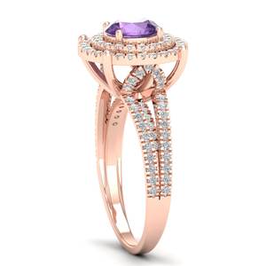 Bague de fiançailles REYES en or massif 14 carats certifiée IGI avec diamant rond brillant de 1,3 carat et améthyste, faite à la main - Product Image 2