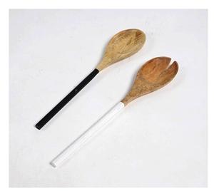 Ensemble de cuillères en bois d'acacia marron pour restaurant Taille 8 pouces 1 ensemble d'outils de cuisine en bois de mangue d'acacia naturel - Product Image 5