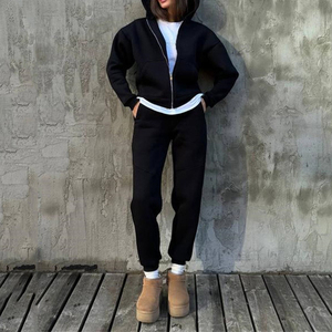 Jersey personalizado Fitness Chándal 2 piezas Sudadera con capucha Conjuntos Entrenamiento Fleece Zip Up Entrenamiento Deportes Jogger Set para mujeres - Product Image 5