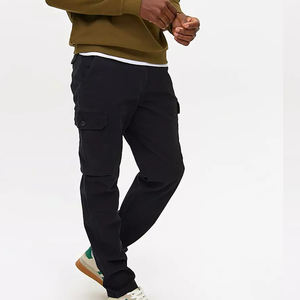 กางเกงคาร์โก้กันน้ำน้ำหนักเบาสำหรับผู้ชาย กางเกงยุทธวิธีหลายกระเป๋า ผ้าแคนวาสสีดำ กางเกงขายาวสำหรับผู้ชาย - Product Image 3