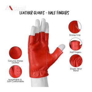 ถุงมือขับรถกลางแจ้งแฟชั่นฤดูหนาวอุปกรณ์หนังสีดำสไตล์ใหม่ - Product Image 4