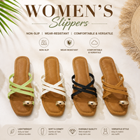 Nouvelles sandales plates croisées de style romain moderne 2026, semelle confortable en TPR, chaussures de plage d'été en gros