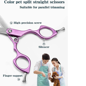 Ciseaux de toilettage pour animaux de compagnie en acier inoxydable de qualité chirurgicale demi-couleur poignée enduite finition polonaise ciseaux de toilettage - Product Image 5