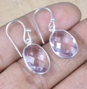 Boucles d'oreilles en améthyste taillée, argent sterling 925, bijoux en pierres précieuses faits à la main, cadeau pour femme, pierre de naissance de février - Product Image 4