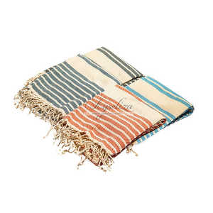 Premium algodón artesanal turco Fouta Peshtemal secado rápido ligero sin arena Toallas de playa bloques de colores llamativos OEM disponible - Product Image 6