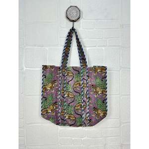 <b>Boho</b> Chic Reversible Quilted Velvet Cotton Tote <b>Bag</b> Large Eco-Friendly Sustainable Grocery Shopping Beach Weekend Women's Tote - Product Image 4