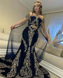 ชุดเดรส caftan สีน้ำเงินเข้มประดับด้วยลูกปัดแก้วคริสตัล, หิน, dabka ทำงานสำหรับงานปาร์ตี้/งานแต่งงาน = 2024 - Product Image 1