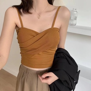 Top corto sin mangas para mujer, con sujetador Tops sexis, ropa interior sin costuras, Top corto femenino, lencería inalámbrica, camisola acolchada íntima - Product Image 4