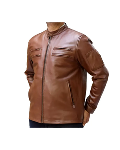 Custom 100% Genuine Satin Leather <b>Jacket</b> High Quality <b>Biker</b> Stand Collar Winter Casual Breathable Inner Viscos Lining Distressed - Product Image 2