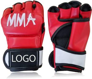 MMA <b>Gloves</b> for Kids Adults Punching Bag Boxing Sparring Grappling Half Finger Thick Padding Long Wrist Hook Loop Closure PU - Product Image 1