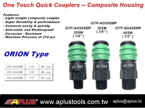 APLUS GYP-AO40SMP ONE TOUCH Male <b>Quick</b> Release Air Coupler Smooth Surface Material Plastic PA66 1/2" Thread 90 psi 6 Months - Product Image 2