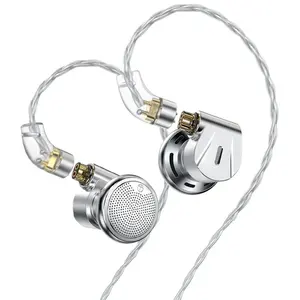 TRN EMX Earphone 14.2mm diafragma berlapis Brylium datar HiFi unggulan dengan colokan yang dapat dipertukarkan