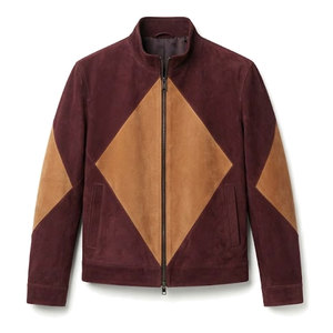 Refined Genuine <b>Suede</b> Leather <b>Jacket</b> Designed For <b>Men</b> With Classic Collar Soft Feel Practical Pockets And Modern Casual Look - Product Image 1