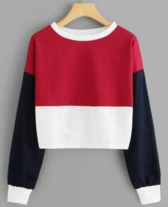 Jersey de mujer de precio barato de fábrica, jersey de bloque de color con logotipo estampado personalizado - Product Image 2