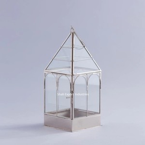 Linterna de vela de metal y vidrio decorativa antigua, linternas de hierro negras elegantes para decoraciones de hogar y boda - Product Image 5