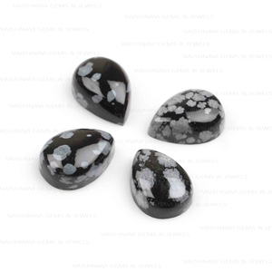 Vente en gros Obsidienne Flocon de Neige Naturel en Vrac 10x14mm Cabochon Calibré à Dos Plat Poire Vente en Gros Pierres Précieuses en Vrac pour la Fabrication de Bijoux - Product Image 4