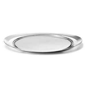 Bandeja de servicio pulida de plata de acero inoxidable puro con mango dorado, accesorio de mesa de Ramadán de Navidad de la mejor calidad - Product Image 2