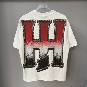 T-shirt à manches courtes pour homme en coton avec imprimé diamant aquatique, style streetwear américain, collection Life Hustlers, vente en gros - Product Image 2