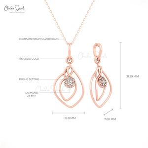 จี้สไตล์พันดีไซน์ล่าสุดพร้อมจี้โรสโกลด์แท้14K 0.15 CT จี้เพชรหมั้น G-H ทำด้วยมือเครื่องประดับขายส่ง - Product Image 2